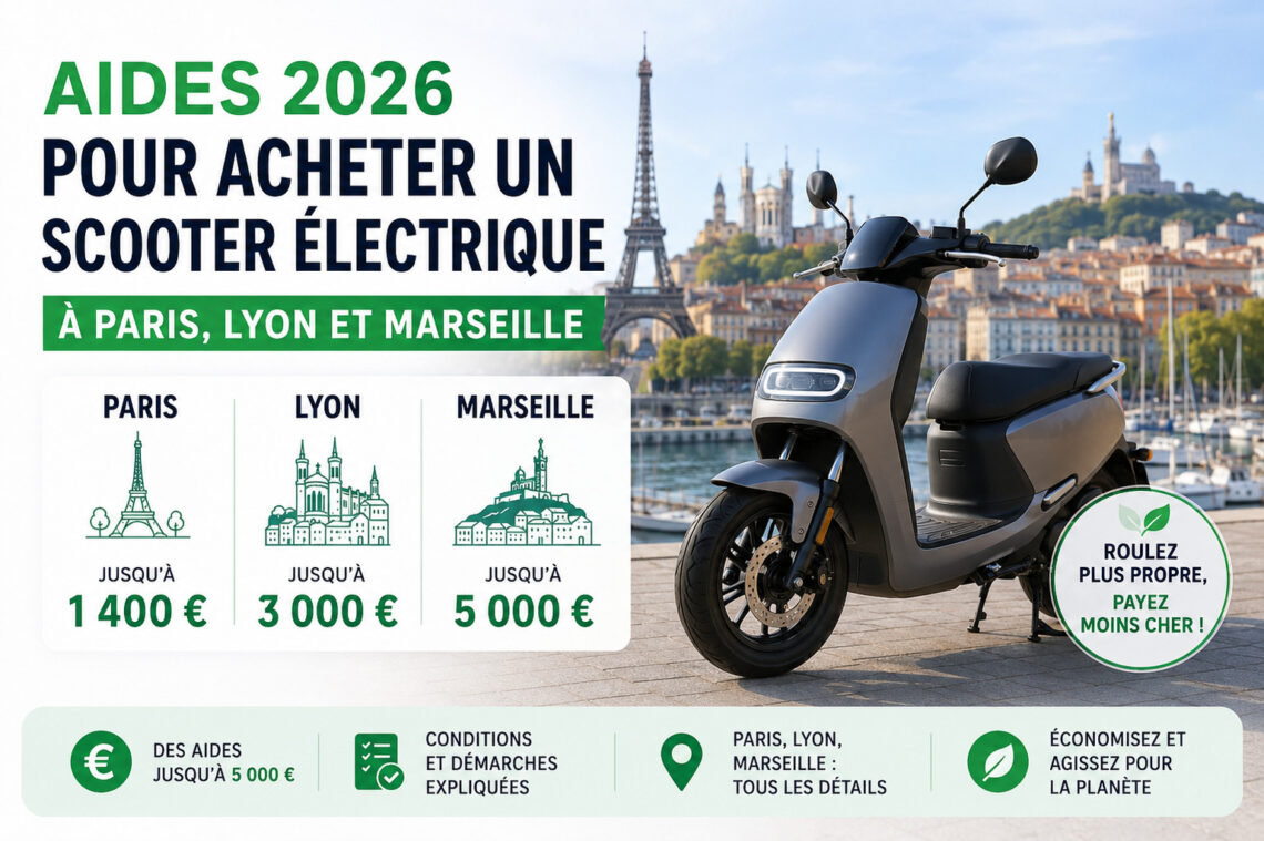 Aides pour acheter un scooter électrique à Paris, Lyon et Marseille en 2026